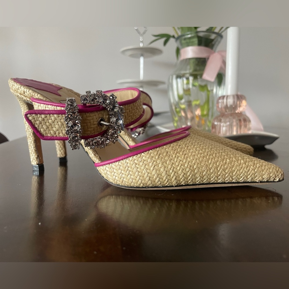 Jimmy Choo Tan and Pink Heels